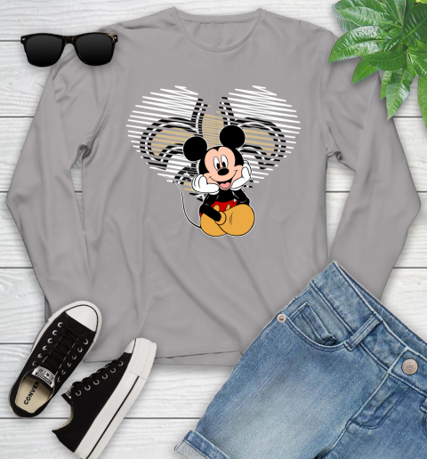 NFL New Orleans Saints The Heart Mickey Mouse Disney Football T Shirt_000 Youth Long Sleeve 5