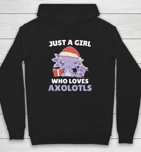 Just A Girl Who Loves Axolotls Cute Girls Christmas Pajama Hoodie