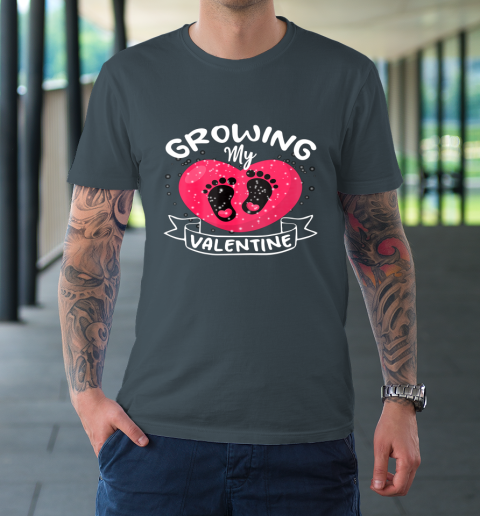 Womens Growing My Valentine literally pregnant shirt Pregnancy Wife T-Shirt 4