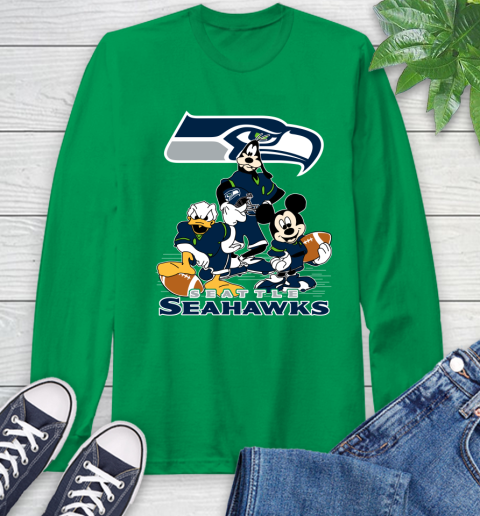NFL Seattle Seahawks Mickey Mouse Donald Duck Goofy Football Shirt Long Sleeve T-Shirt 8