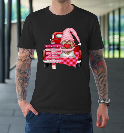 Valentine Vintage Red Truck Gnomes You And Me Valentines Day T-Shirt