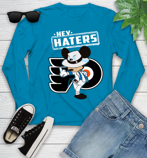 NHL Hey Haters Mickey Hockey Sports Philadelphia Flyers Youth Long Sleeve 8