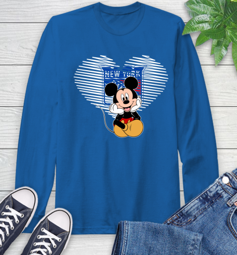 NHL New York Rangers The Heart Mickey Mouse Disney Hockey Long Sleeve T-Shirt 10
