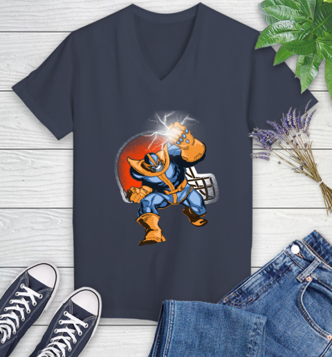 Cleveland Browns NFL Football Thanos Avengers Infinity War Marvel Women's V-Neck T-Shirt 12