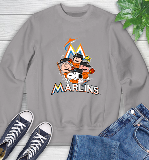 MLB Miami Marlins Snoopy Charlie Brown Woodstock The Peanuts Movie Baseball T Shirt Sweatshirt 5