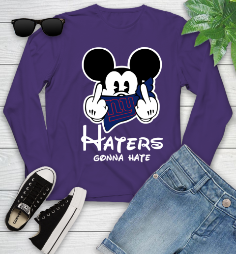 NFL New York Giants Haters Gonna Hate Mickey Mouse Disney Football T Shirt Youth Long Sleeve 4