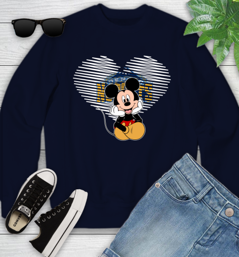 NBA Denver Nuggets The Heart Mickey Mouse Disney Basketball Youth Sweatshirt 2
