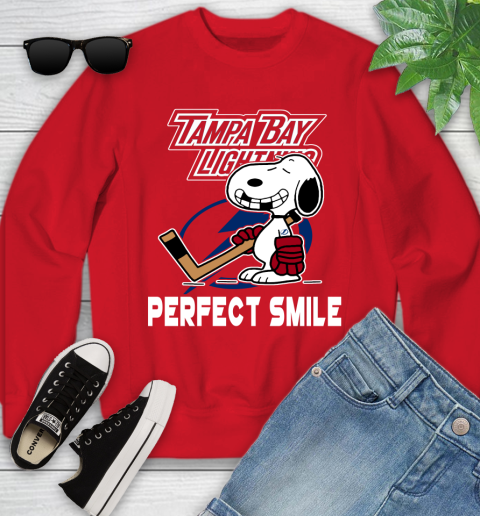 NHL Tampa Bay Lightning Snoopy Perfect Smile The Peanuts Movie Hockey T Shirt Youth Sweatshirt 8
