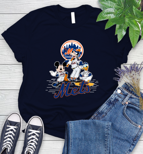 MLB New York Mets Mickey Mouse Donald Duck Goofy Baseball T Shirt Women's T-Shirt 2