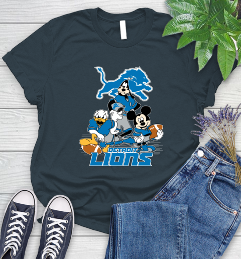 NFL Detroit Lions Mickey Mouse Donald Duck Goofy Football Shirt Women's T-Shirt 11
