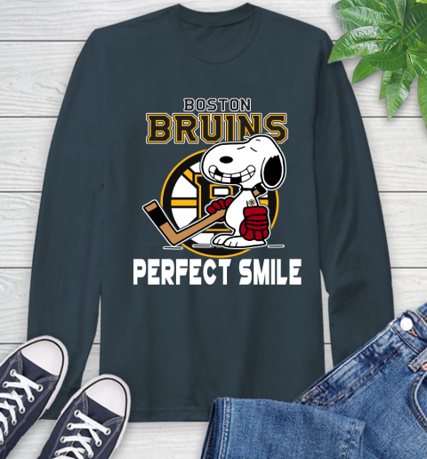 NHL Boston Bruins Snoopy Perfect Smile The Peanuts Movie Hockey T Shirt Long Sleeve T-Shirt 9