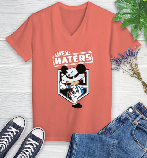 NHL Hey Haters Mickey Hockey Sports Los Angeles Kings Women's V-Neck T-Shirt 6