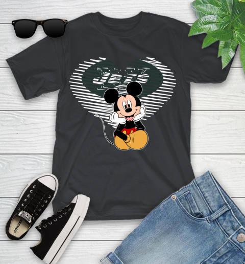 NFL New York Jets The Heart Mickey Mouse Disney Football T Shirt_000 Youth T-Shirt