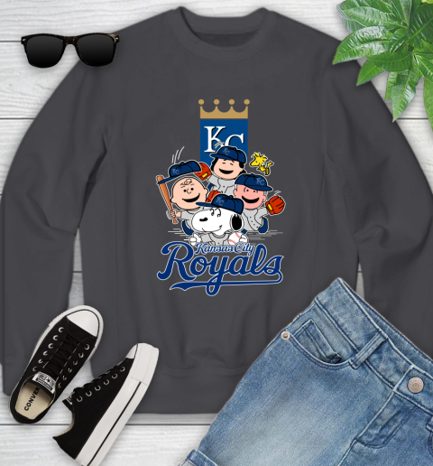 MLB Kansas City Royals Snoopy Charlie Brown Woodstock The Peanuts Movie Baseball T Shirt_000 Youth Sweatshirt 5