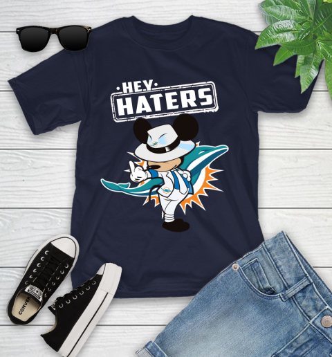 NFL Hey Haters Mickey Football Sports Miami Dolphins Youth T-Shirt 2