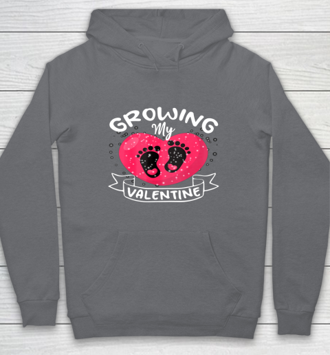Womens Growing My Valentine literally pregnant shirt Pregnancy Wife Hoodie 3