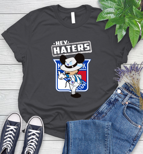 NHL Hey Haters Mickey Hockey Sports New York Rangers Women's T-Shirt 8