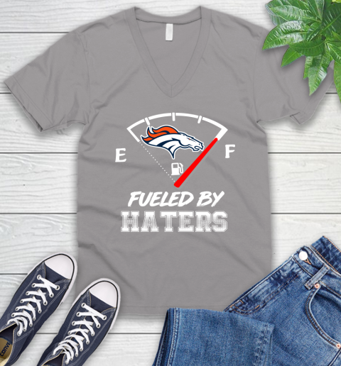 Denver Broncos NFL Football Fueled By Haters Sports V-Neck T-Shirt 3