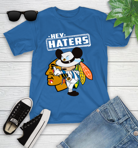 NHL Hey Haters Mickey Hockey Sports Chicago Blackhawks Youth T-Shirt 12