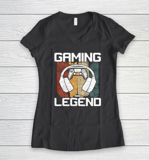 Gaming Legend PC Gamer Video Games Vintage Women's V-Neck T-Shirt 11