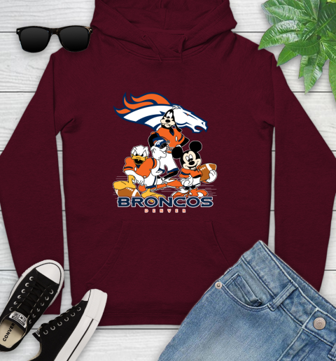NFL Denver Broncos Mickey Mouse Donald Duck Goofy Football Shirt Youth Hoodie 7