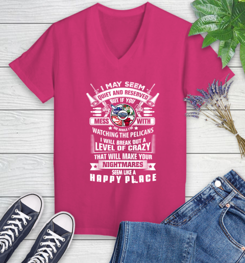 New Orleans Pelicans NBA Basketball Don't Mess With Me While I'm Watching My Team Sports Women's V-Neck T-Shirt 9