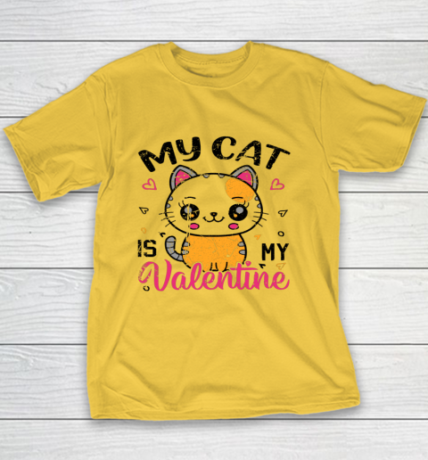 My Cat Is My Valentine Vintage Women Men Valentines Day Youth T-Shirt 4