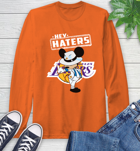 NBA Hey Haters Mickey Basketball Sports Los Angeles Lakers Long Sleeve T-Shirt 4