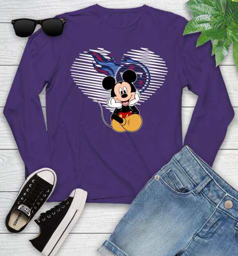 NFL Tennessee Titans The Heart Mickey Mouse Disney Football T Shirt_000 Youth Long Sleeve 4