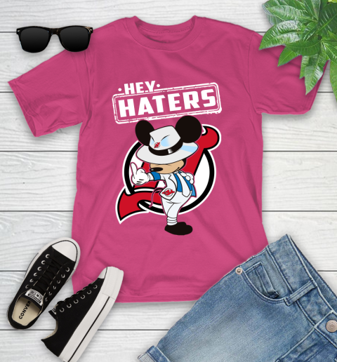 NHL Hey Haters Mickey Hockey Sports New Jersey Devils Youth T-Shirt 11