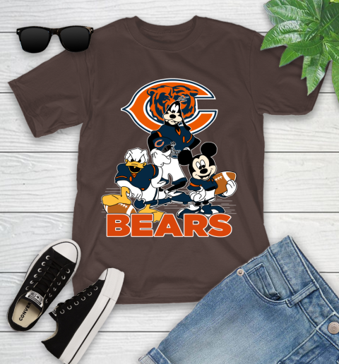 NFL Chicago Bears Mickey Mouse Donald Duck Goofy Football Shirt Youth T- Shirt