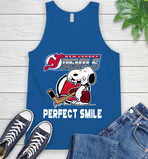 NHL New Jersey Devils Snoopy Perfect Smile The Peanuts Movie Hockey T Shirt Tank Top 4