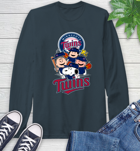 MLB Minnesota Twins Snoopy Charlie Brown Woodstock The Peanuts Movie Baseball T Shirt_000 Long Sleeve T-Shirt 9