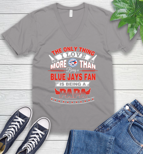 NHL The Only Thing I Love More Than Being A Toronto Blue Jays Fan Is Being A Papa Hockey V-Neck T-Shirt 3