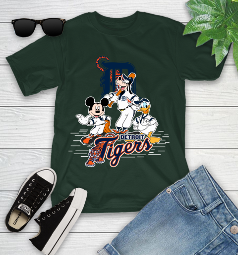 MLB Detroit Tigers Mickey Mouse Donald Duck Goofy Baseball T Shirt Youth T-Shirt 5
