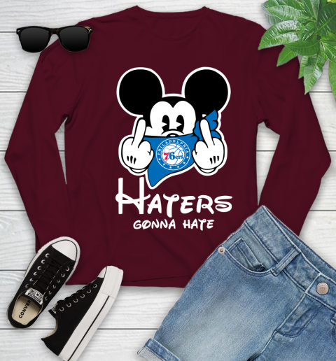 NBA Philadelphia 76ers Haters Gonna Hate Mickey Mouse Disney Basketball T Shirt Youth Long Sleeve 6
