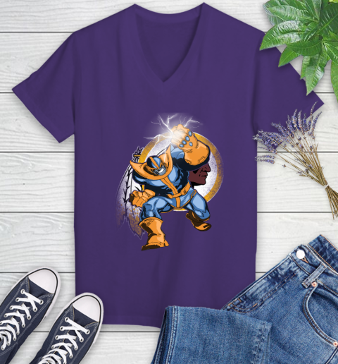 Washington Redskins NFL Football Thanos Avengers Infinity War Marvel Women's V-Neck T-Shirt 3
