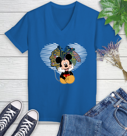 NHL Chicago Blackhawks Carolina Hurricanes The Heart Mickey Mouse Disney Hockey Women's V-Neck T-Shirt 10