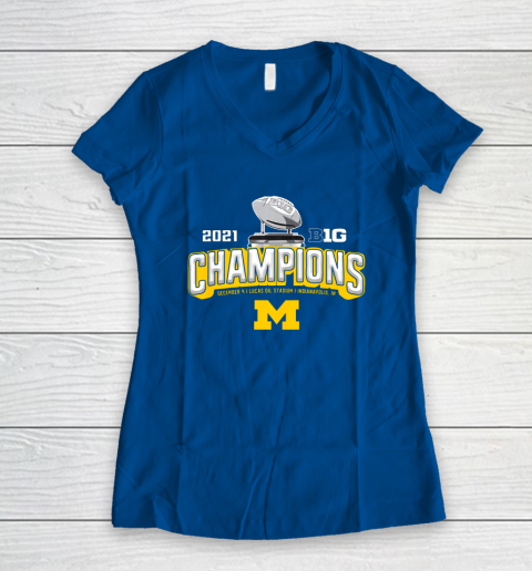 Michigan Big Ten 2021 East Division Champions Women's V-Neck T-Shirt 12