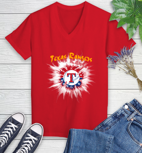 Texas Rangers MLB Baseball Adoring Fan Rip Sports Women's V-Neck T-Shirt 11