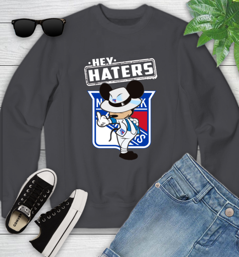 NHL Hey Haters Mickey Hockey Sports New York Rangers Youth Sweatshirt 5