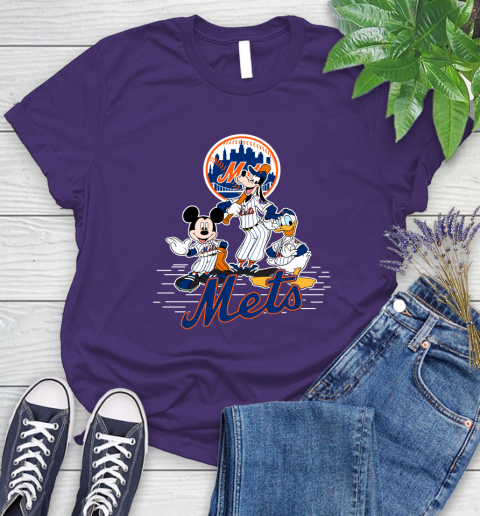 MLB New York Mets Mickey Mouse Donald Duck Goofy Baseball T Shirt Women's T-Shirt 4