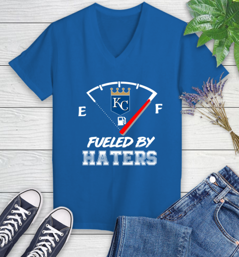 Kansas City Royals MLB Baseball Fueled By Haters Sports Women's V-Neck T-Shirt 10