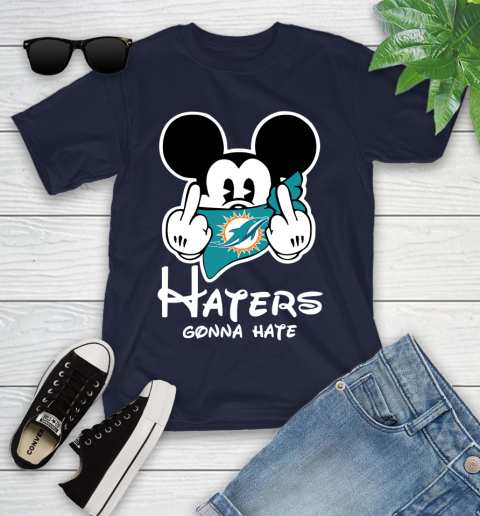 NFL Miami Dolphins Haters Gonna Hate Mickey Mouse Disney Football T Shirt Youth T-Shirt 2