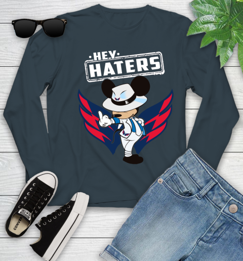NHL Hey Haters Mickey Hockey Sports Washington Capitals Youth Long Sleeve 9