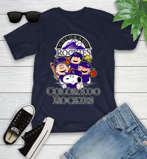 MLB Colorado Rockies Snoopy Charlie Brown Woodstock The Peanuts Movie Baseball T Shirt_000 Youth T-Shirt 2