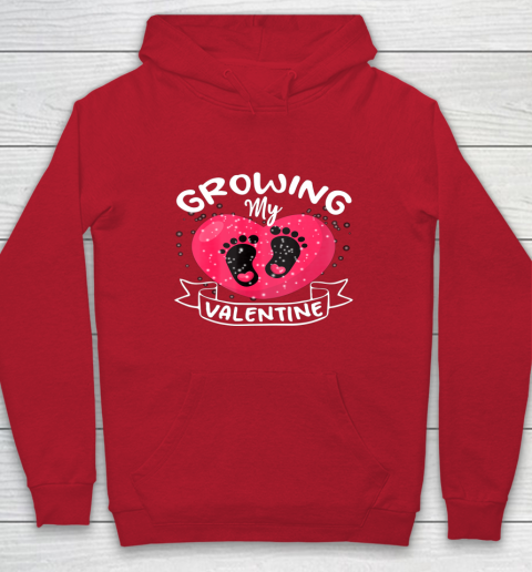 Womens Growing My Valentine literally pregnant shirt Pregnancy Wife Hoodie 7