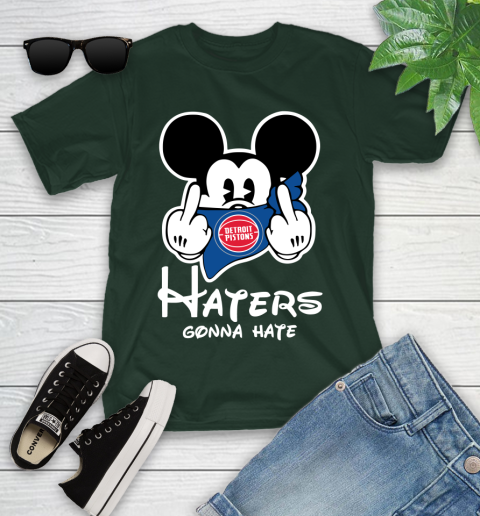 NBA Detroit Pistons Haters Gonna Hate Mickey Mouse Disney Basketball T Shirt Youth T-Shirt 5