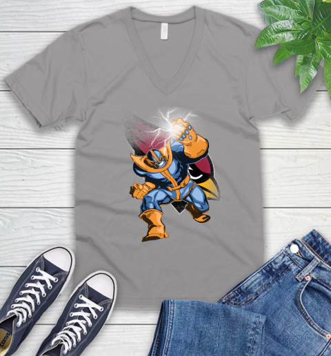 Arizona Cardinals NFL Football Thanos Avengers Infinity War Marvel V-Neck T-Shirt 3