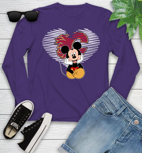 NHL Calgary Flames The Heart Mickey Mouse Disney Hockey Youth Long Sleeve 4